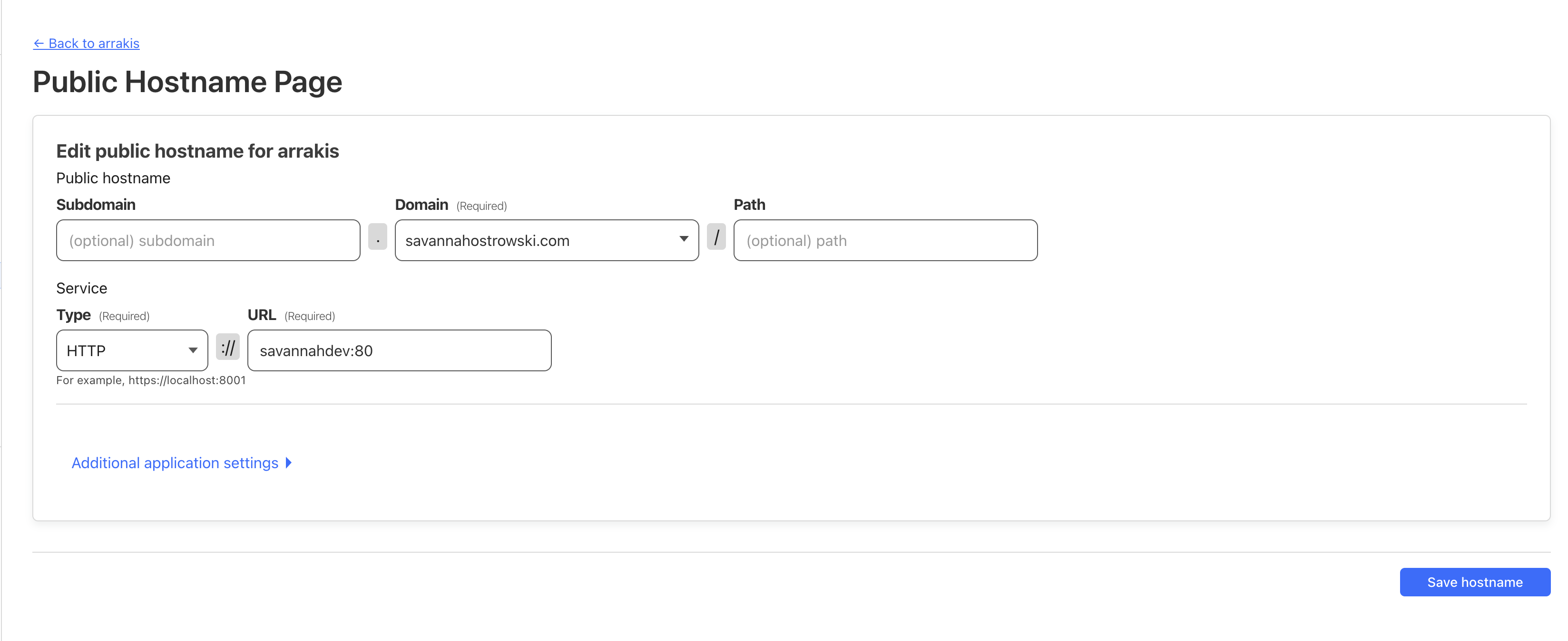 Configuring a hostname for my personal website on Cloudflare