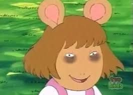 A meme of DW from Arthur looking extremely tired while smiling